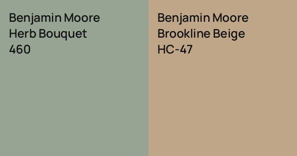 Benjamin Moore Herb Bouquet vs. Benjamin Moore Brookline Beige comparison