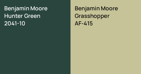 Hunter 360 Color Benjamin Moore Hunter Green vs. Benjamin Moore Grasshopper comparison