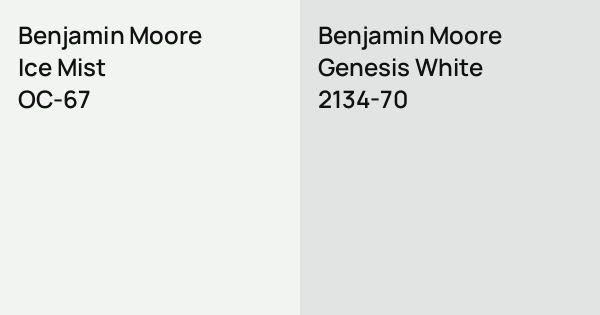 Benjamin Moore Ice Mist vs. Benjamin Moore Genesis White comparison