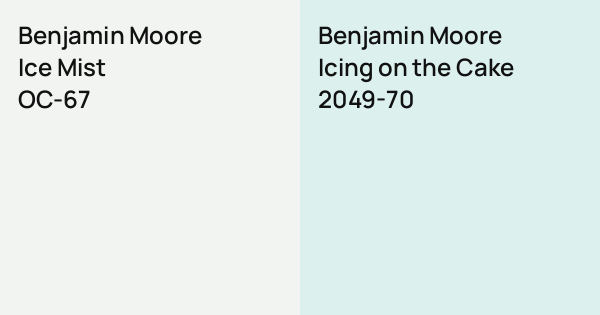 Benjamin Moore Ice Mist vs. Benjamin Moore Icing on the Cake comparison