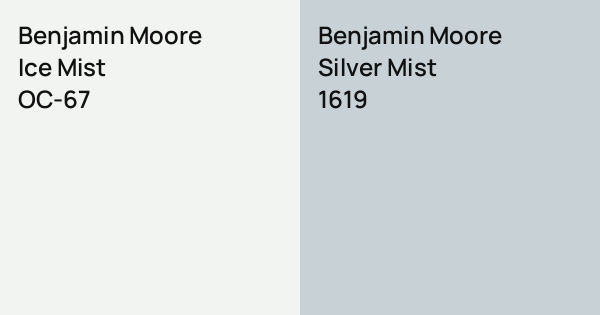 Benjamin Moore Ice Mist vs. Benjamin Moore Silver Mist comparison