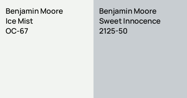 Benjamin Moore Ice Mist vs. Benjamin Moore Sweet Innocence comparison