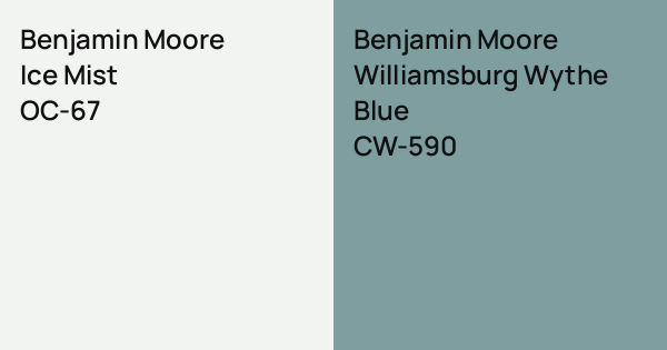 Benjamin Moore Ice Mist vs. Benjamin Moore Williamsburg Wythe Blue ...