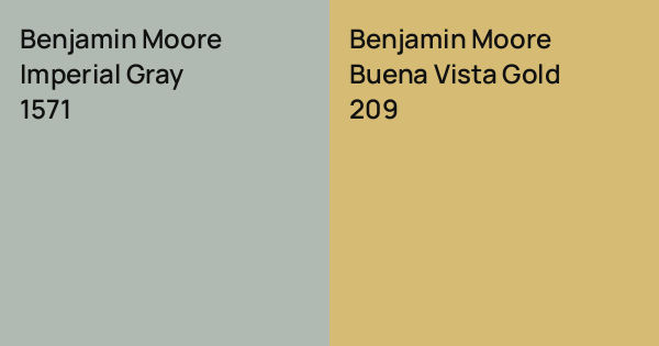 Benjamin Moore Imperial Gray vs. Benjamin Moore Buena Vista Gold comparison
