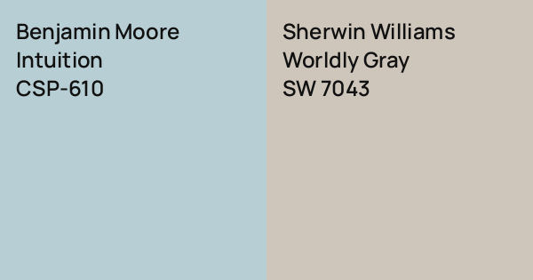 Benjamin Moore Intuition vs. Sherwin Williams Worldly Gray comparison