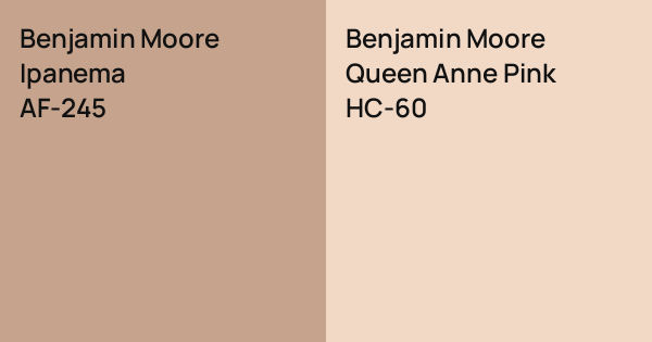 Benjamin Moore Ipanema vs. Benjamin Moore Queen Anne Pink comparison