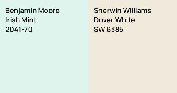 Benjamin Moore Irish Mint vs. Sherwin Williams Dover White comparison