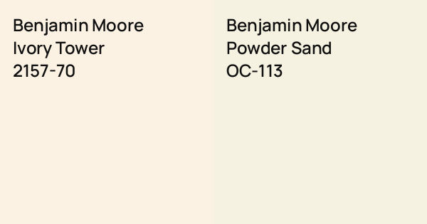 Benjamin Moore Ivory Tower vs. Benjamin Moore Powder Sand comparison