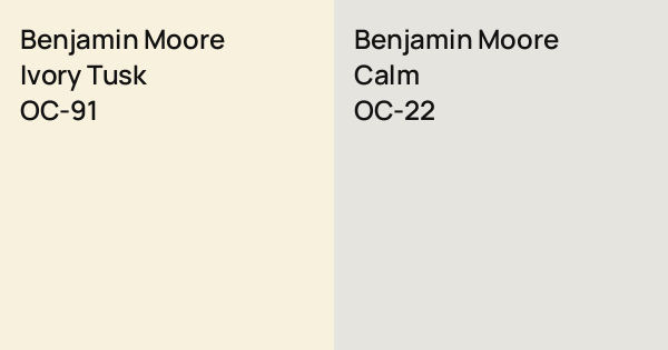 Benjamin Moore Ivory Tusk vs. Benjamin Moore Calm comparison
