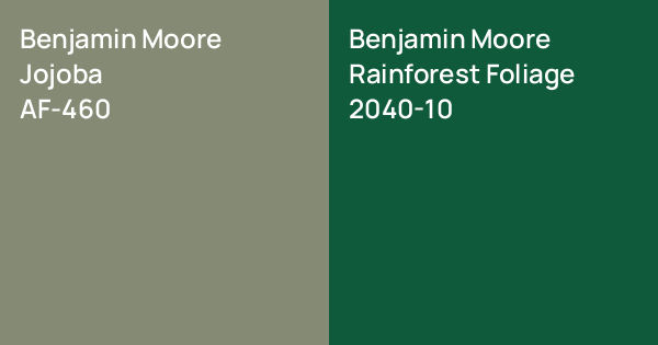 Benjamin Moore Jojoba vs. Benjamin Moore Rainforest Foliage comparison