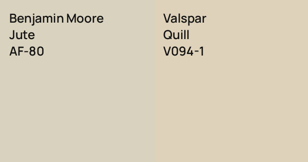 Benjamin Moore Jute vs. Valspar Quill comparison