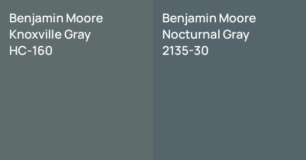 Benjamin Moore Knoxville Gray vs. Benjamin Moore Nocturnal Gray comparison