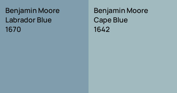 Benjamin Moore Labrador Blue vs. Benjamin Moore Cape Blue comparison