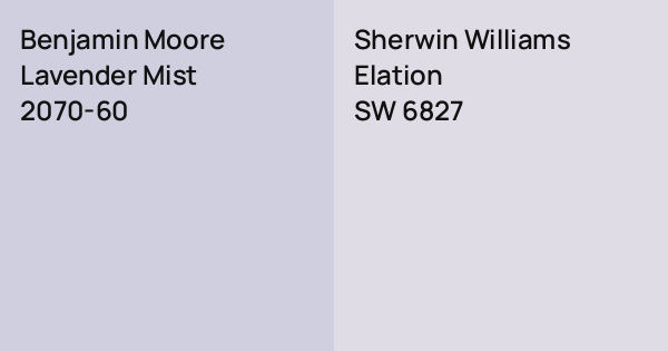 Benjamin Moore Lavender Mist vs. Sherwin Williams Elation comparison
