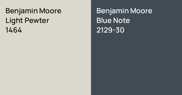 Benjamin Moore Light Pewter vs. Benjamin Moore Blue Note comparison