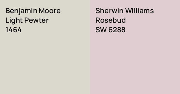 Benjamin Moore Light Pewter vs. Sherwin Williams Rosebud comparison