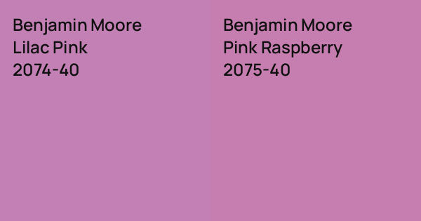 Pink Raspberry Benjamin Moore Benjamin Moore Lilac Pink vs. Benjamin Moore Pink Raspberry comparison