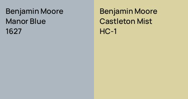Benjamin Moore Manor Blue vs. Benjamin Moore Castleton Mist comparison