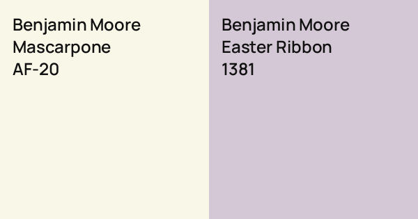 Benjamin Moore Mascarpone vs. Benjamin Moore Easter Ribbon comparison