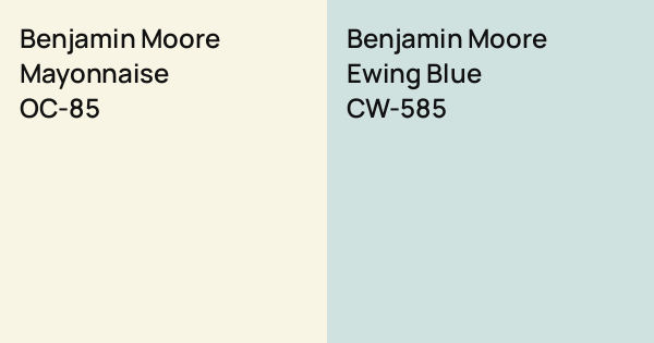 Benjamin Moore Mayonnaise vs. Benjamin Moore Ewing Blue comparison