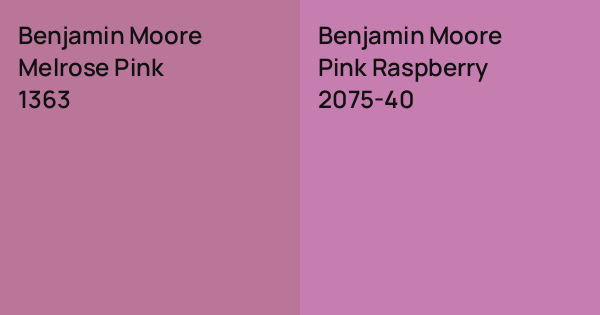 Pink Raspberry Benjamin Moore Benjamin Moore Melrose Pink vs. Benjamin Moore Pink Raspberry comparison