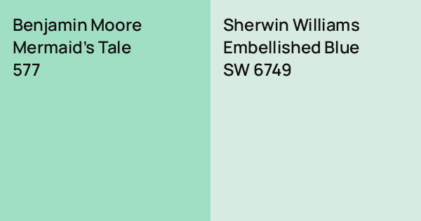 Benjamin Moore Mermaid's Tale vs. Sherwin Williams Embellished Blue ...