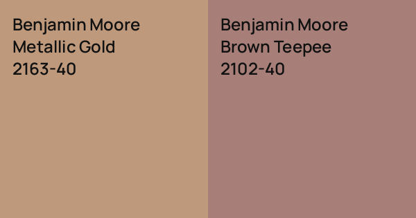 Benjamin Moore Metallic Gold vs. Benjamin Moore Brown Teepee comparison