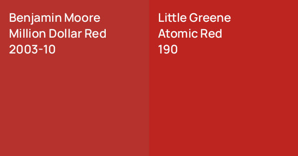 Red 1000000 Benjamin Moore Million Dollar Red vs. Little Greene Atomic Red comparison