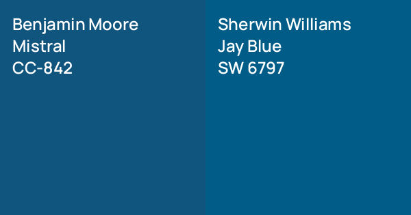 Benjamin Moore Mistral vs. Sherwin Williams Jay Blue comparison
