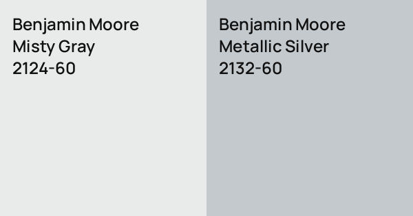 Benjamin Moore Misty Gray vs. Benjamin Moore Metallic Silver comparison