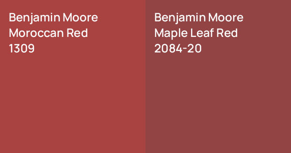 Mooren Reds Color Benjamin Moore Moroccan Red vs. Benjamin Moore Maple Leaf Red comparison