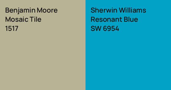 Benjamin Moore Mosaic Tile vs. Sherwin Williams Resonant Blue comparison