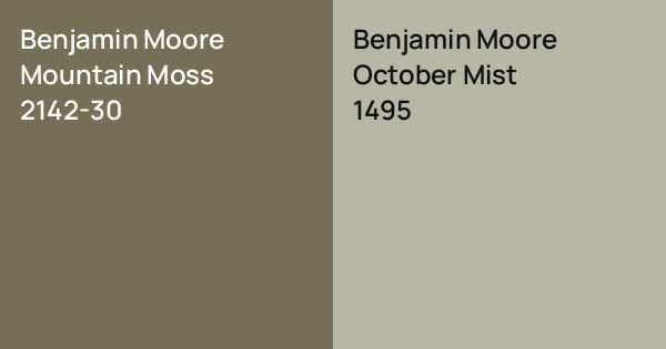 Benjamin Moore Mountain Moss vs. Benjamin Moore October Mist comparison