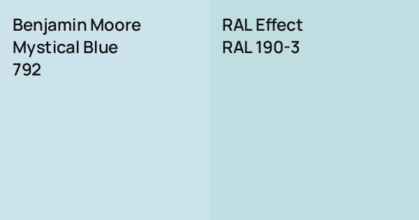 Benjamin Moore Mystical Blue vs. RAL Effect RAL 190-3 comparison