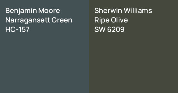 Benjamin Moore Narragansett Green vs. Sherwin Williams Ripe Olive ...