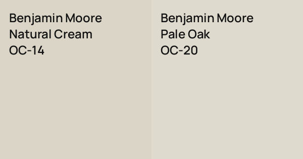 Benjamin Moore Natural Cream vs. Benjamin Moore Pale Oak comparison
