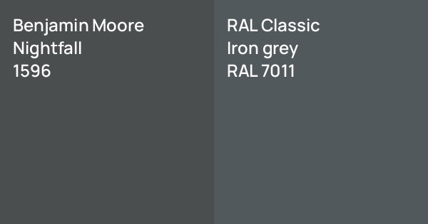 Benjamin Moore Nightfall vs. RAL Classic Iron grey comparison