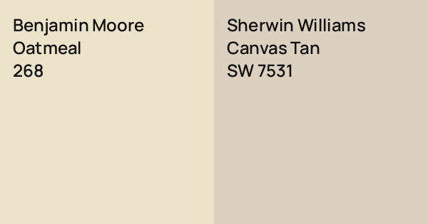 True Oatmeal Color Benjamin Moore Oatmeal vs. Sherwin Williams Canvas Tan comparison
