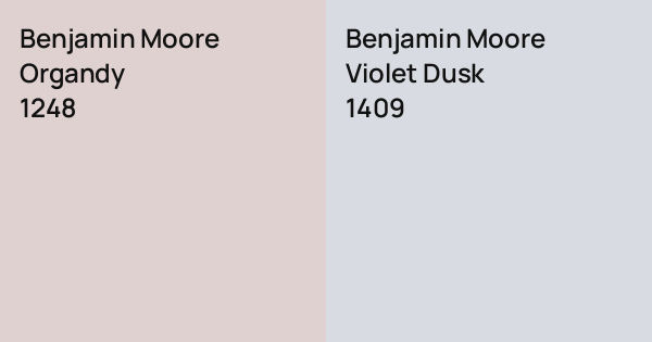 Benjamin Moore Organdy vs. Benjamin Moore Violet Dusk comparison