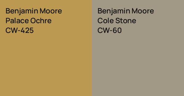 Benjamin Moore Palace Ochre vs. Benjamin Moore Cole Stone comparison