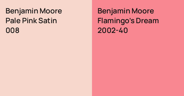 Benjamin Moore Pale Pink Satin vs. Benjamin Moore Flamingo's Dream ...