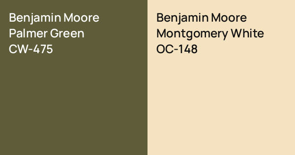 Benjamin Moore Palmer Green vs. Benjamin Moore Montgomery White comparison