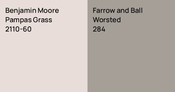 Benjamin Moore Pampas Grass vs. Farrow and Ball Worsted comparison