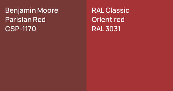 Orient Emulsion Color Code Benjamin Moore Parisian Red vs. RAL Classic Orient red comparison