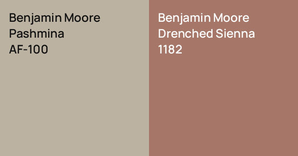 Benjamin Moore Pashmina vs. Benjamin Moore Drenched Sienna comparison