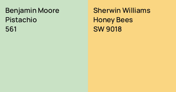 Benjamin Moore Pistachio vs. Sherwin Williams Honey Bees comparison