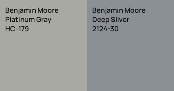 Benjamin Moore Platinum Gray vs. Benjamin Moore Deep Silver comparison