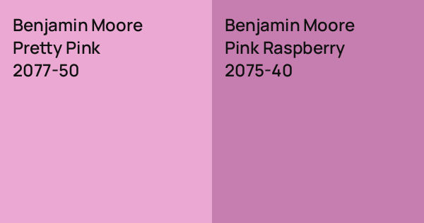 Pink Raspberry Benjamin Moore Benjamin Moore Pretty Pink vs. Benjamin Moore Pink Raspberry comparison
