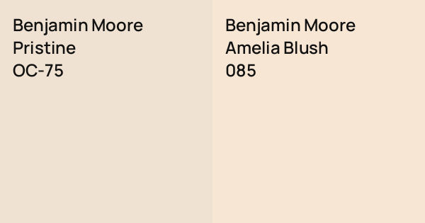 Benjamin Moore Pristine vs. Benjamin Moore Amelia Blush comparison
