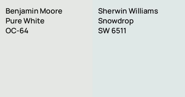 Benjamin Moore Pure White vs. Sherwin Williams Snowdrop comparison